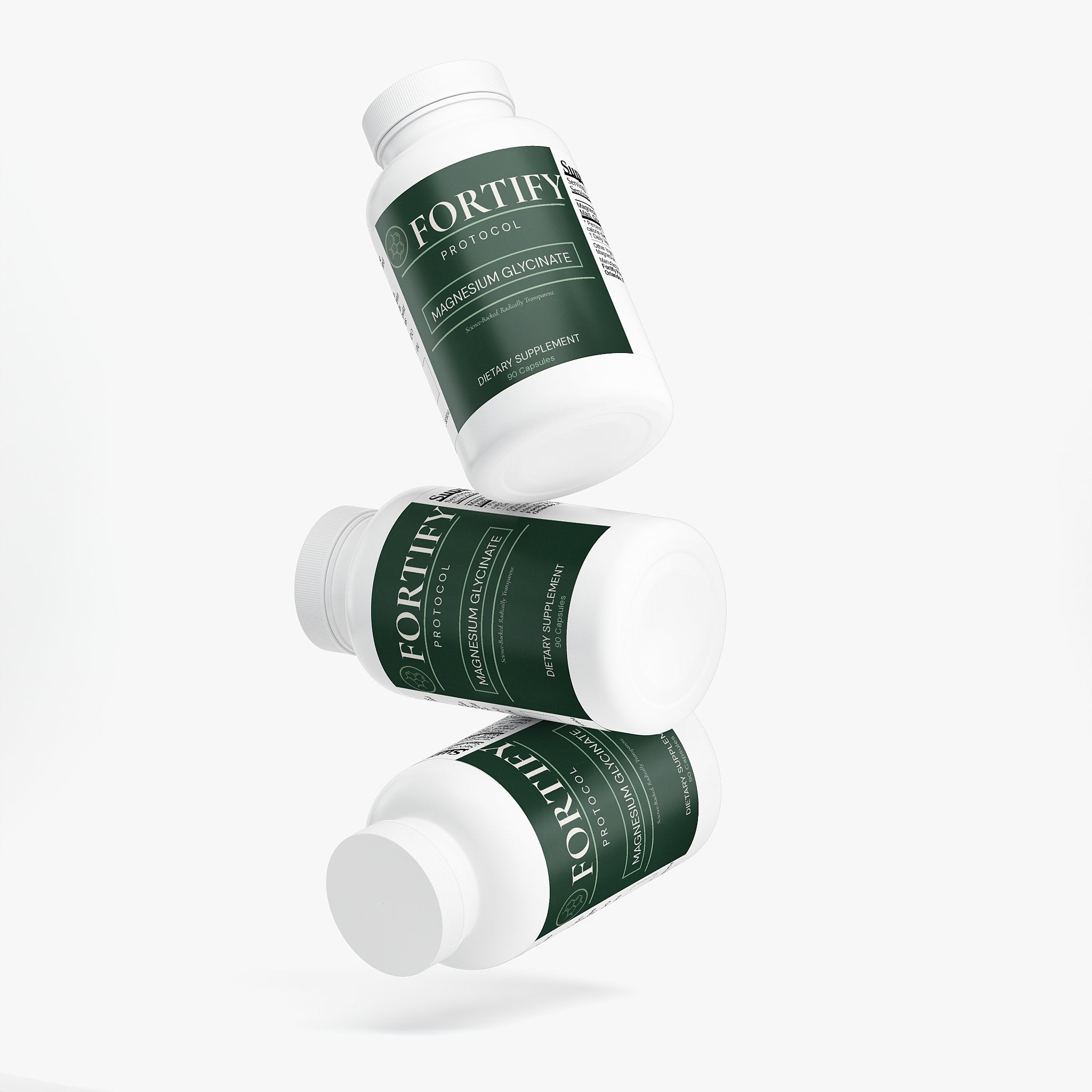 Fortify Protocol Magnesium Glycinate - Three Bottles Floating