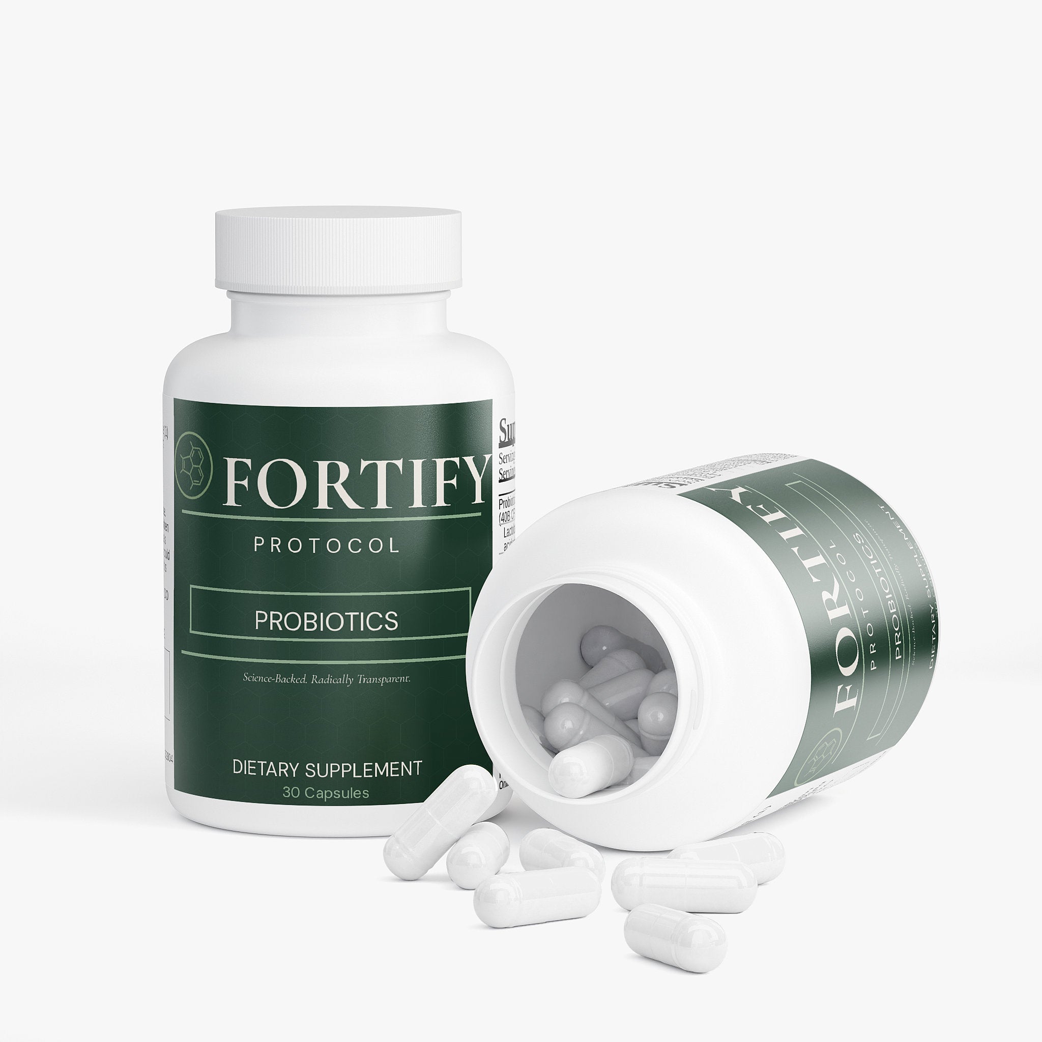 Fortify Protocol Probiotics 40 Billion CFU - Two Bottles Open