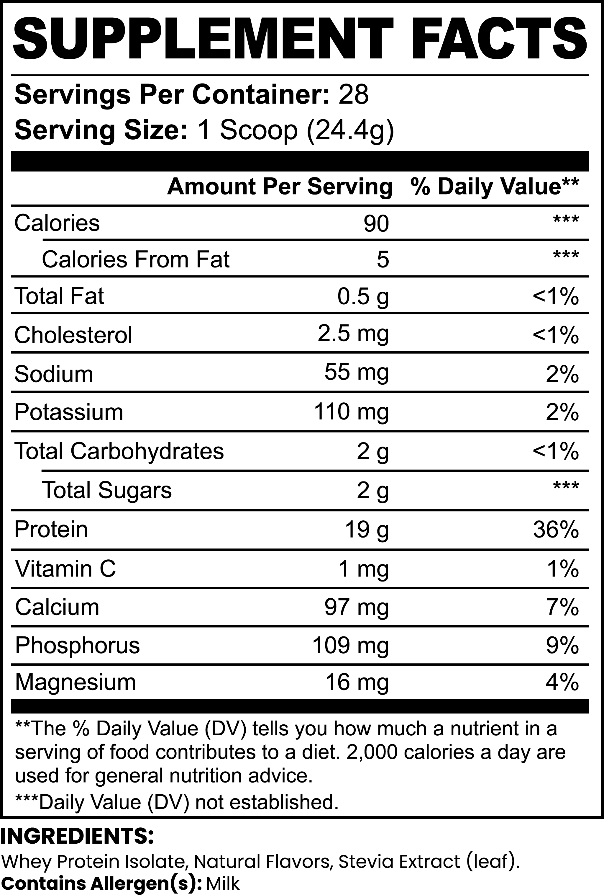 Fortify Protocol Whey Protein Isolate Vanilla - Supplement Facts