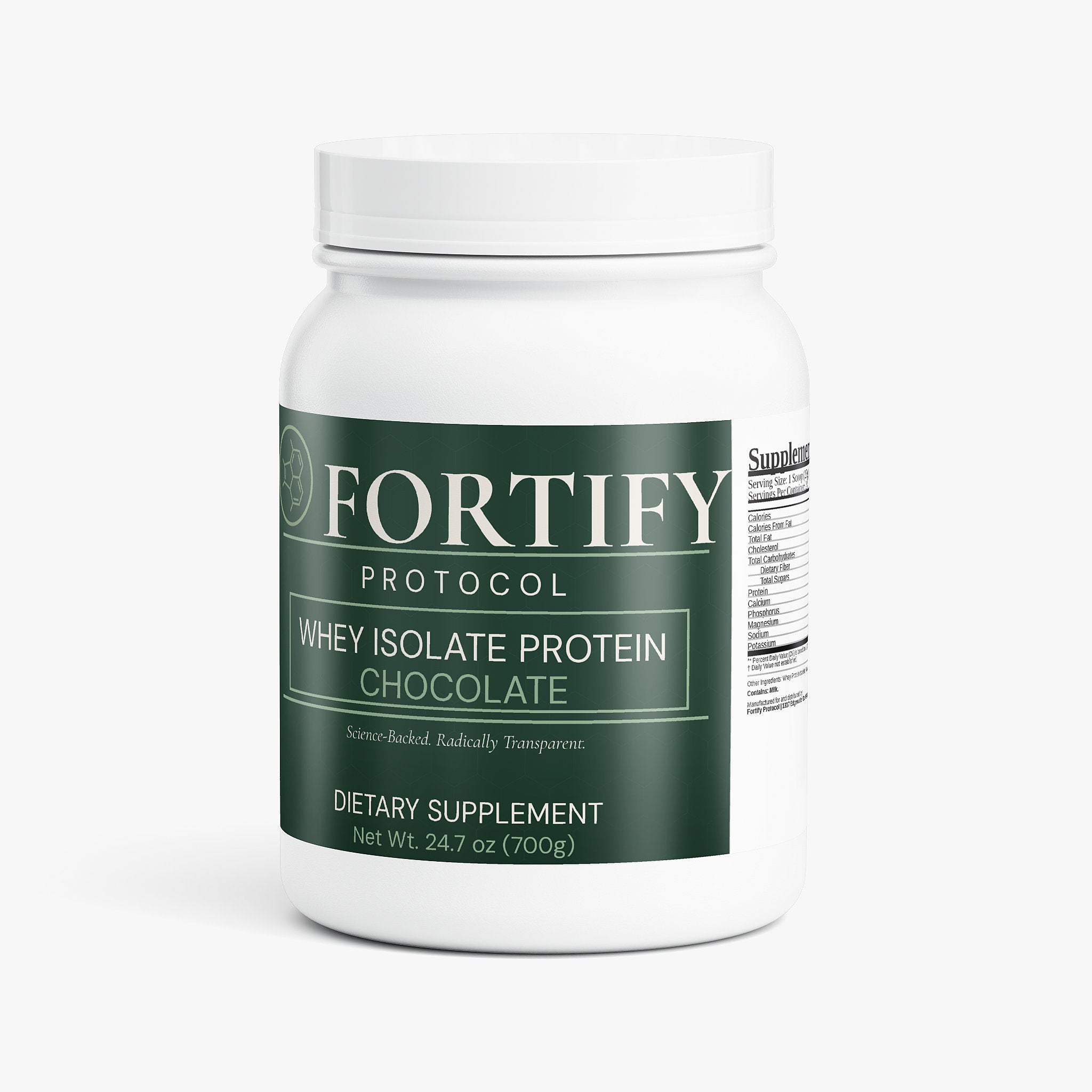 Fortify Protocol Whey Protein Isolate Chocolate - Front View