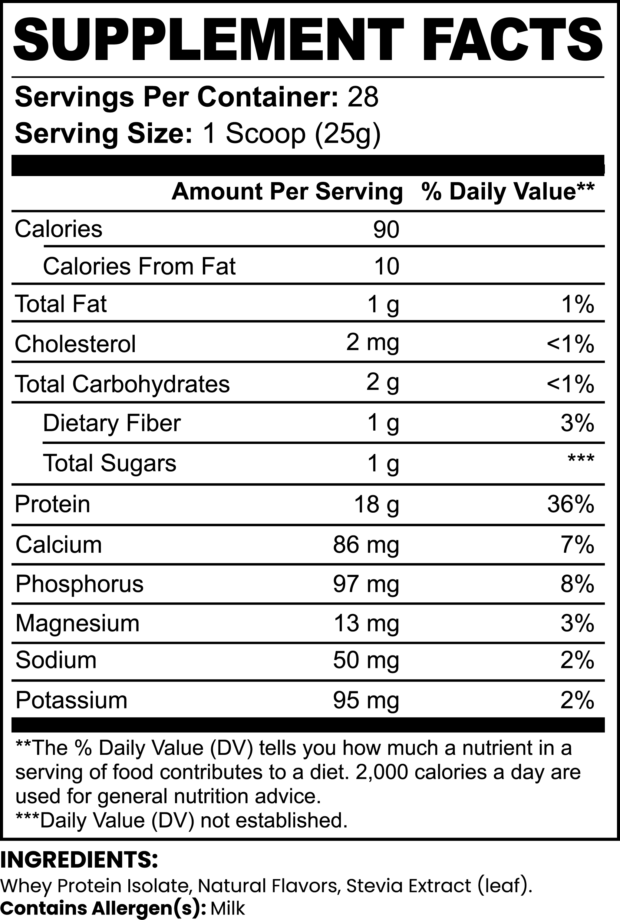 Fortify Protocol Whey Protein Isolate Chocolate - Supplement Facts